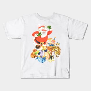 Music of Santa Claus and his friends on Merry Christmas night Retro Vintage Comic Cartoon Kids T-Shirt